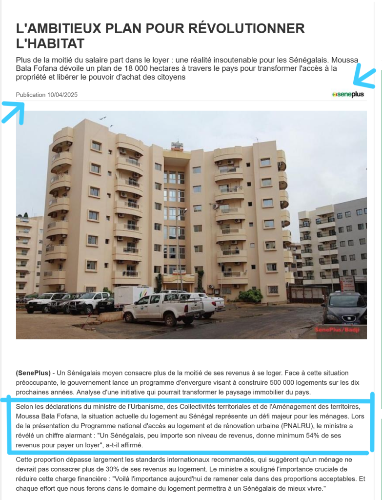 Extrait de l'article du portail d'information sur le Sénégal SenePlus contenant l'allégation vérifiée. Capture d’écran annotée par Ouestaf News.