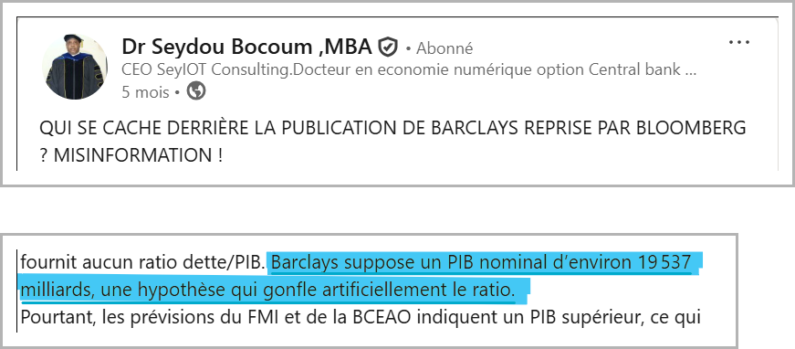 Capture d’écran de la Tribune du Dr Seydou Bocoum